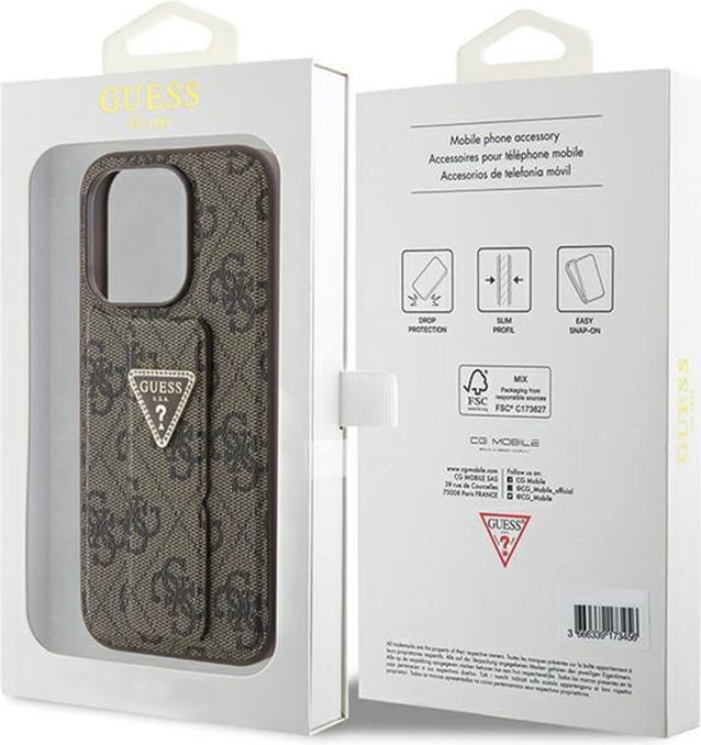 Immagine prodotto Guess GUHCP15LPGS4TDW iPhone 15 Pro 6.1" brązowy/marrone custodia rigida Grip Stand 4G Triangle Strass (Apple iPhone 15 Pro)