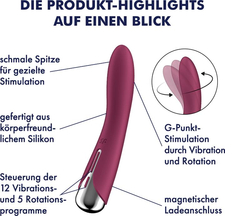 Actual product image Satisfyer Spinning Vibe 1 G-Spot Rotator Vibrator Red