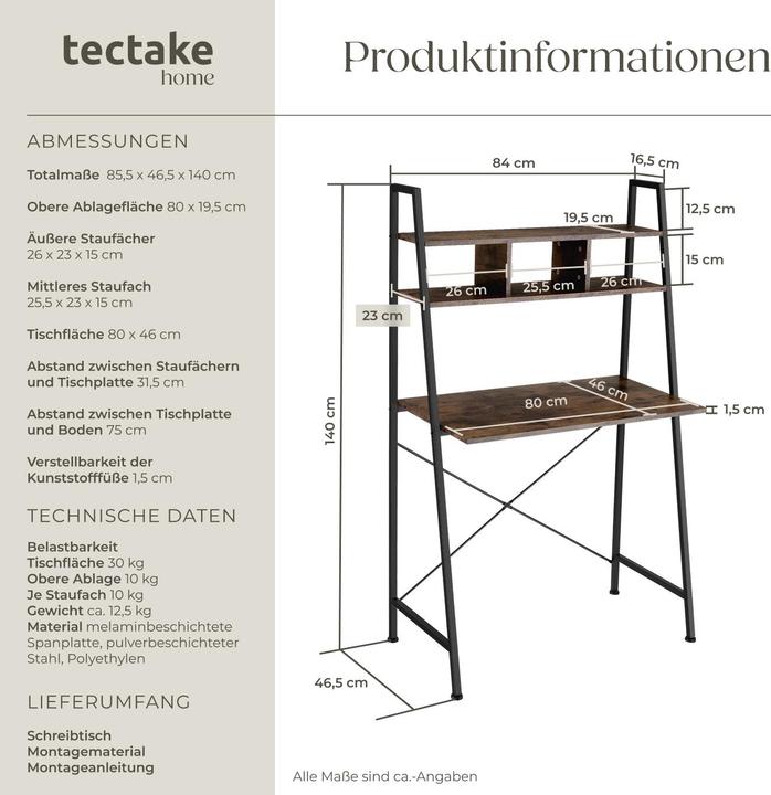 Immagine prodotto tectake Exeter (85,5 x 46,5 x 140 cm)