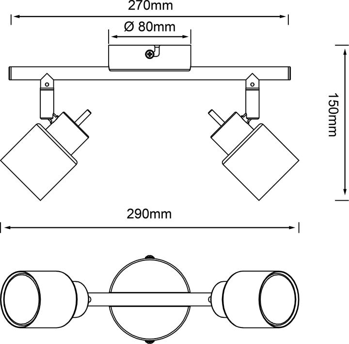 Actual product image Brilliant Andres LED Spot Tube 2flg black matt (690 lm, GU10)