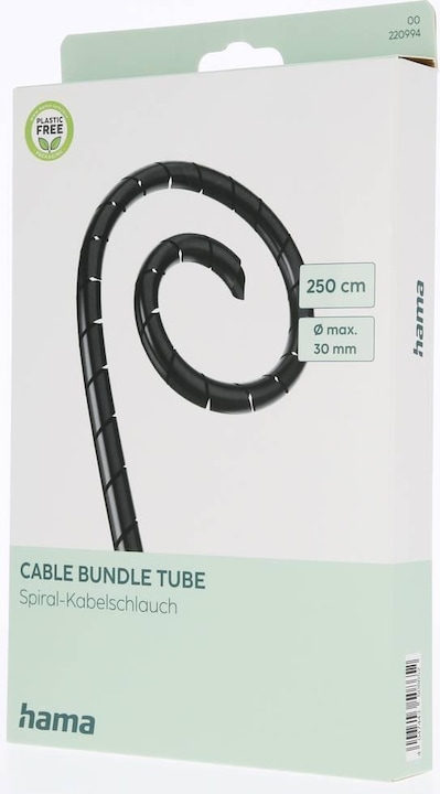 Immagine prodotto Hama Guaina flessibile per cavi a spirale, universale, 7,5 - 30 mm, 2,5 m, nera (Tubo a spirale per cavi, 2500 mm)