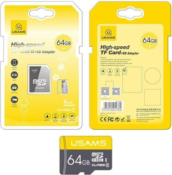 Actual product image Usams Karta Micro SDHC 64 GB Class 10 U1 (ZB119TF01) (64 GB, microSDHC, U1)