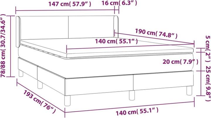 Immagine prodotto vidaXL Boxspringbett (140 x 190 cm)