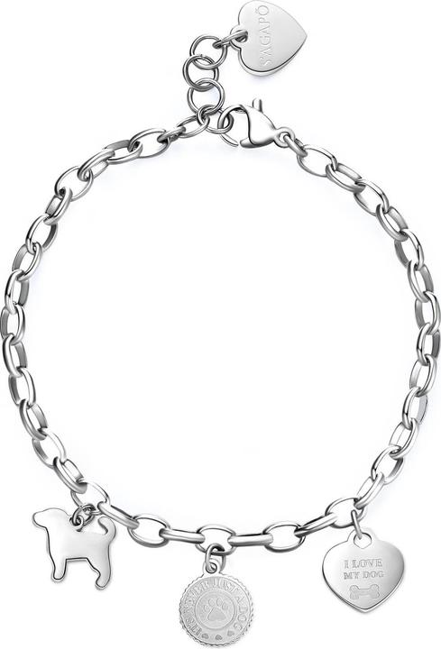 Actual product image Sagapo S'Agapµ - Beautiful steel bracelet with Happy SHAR17 pendants