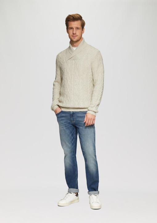 Produktbild S.Oliver Strickpullover Schalkragenpullover mit Zopfmuster aus Wollmix (XXL)