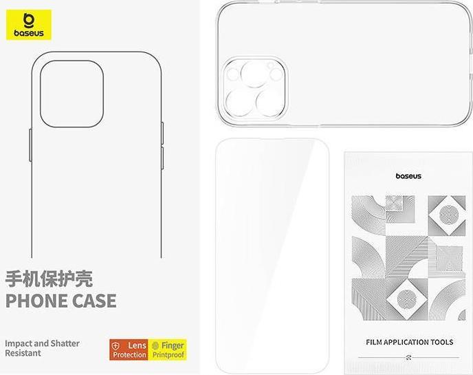 Image du produit Baseus Etui transparent pour iPhone 15 Pro + verre trempé (Apple iPhone 15 Pro)