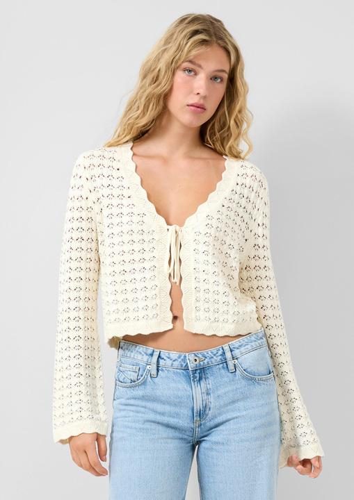 Produktbild s.Oliver Strickjacke Strickjacke mit Ajourmuster und Bindedetail (S)