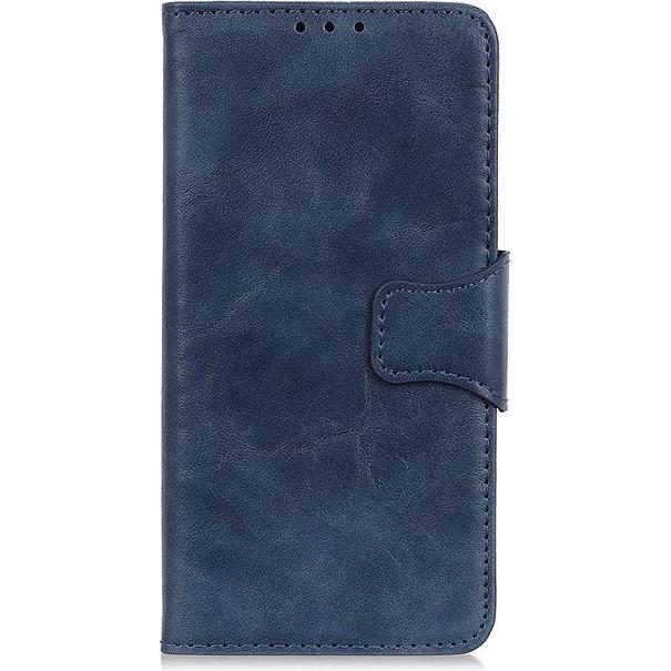 MU Classic Crazy Horse IV Leder Bookcover Series (Nokia 3.4), Smartphone Hülle, Blau