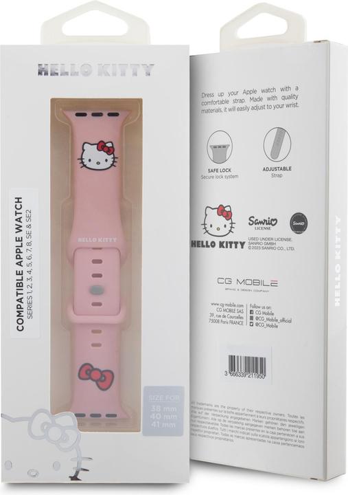 Actual product image Hello Kitty Pasek HKAWMSCHBLP Apple Watch 38/40/41mm różowy/pink strap Silicone Kitty Head (41 mm, Silicone)
