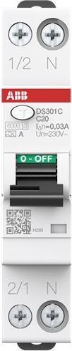 Image du produit ABB DS301CC20A30 DS301CA-C20/0,03 Interrupteur FI/LS 6kA 1P+N 2CSR255163R1204