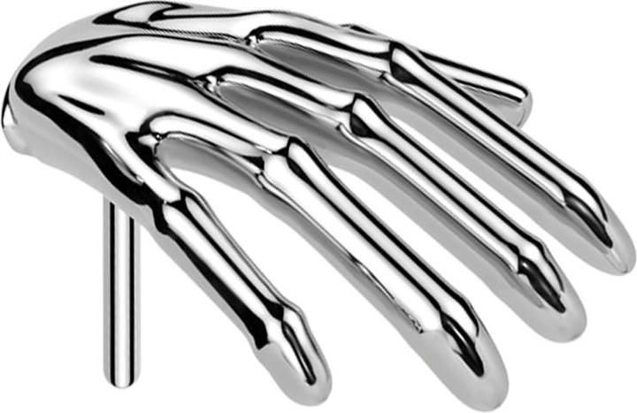 Actual product image Star Piercing Threadless Skelett Hand silber (without brass, Titanium)