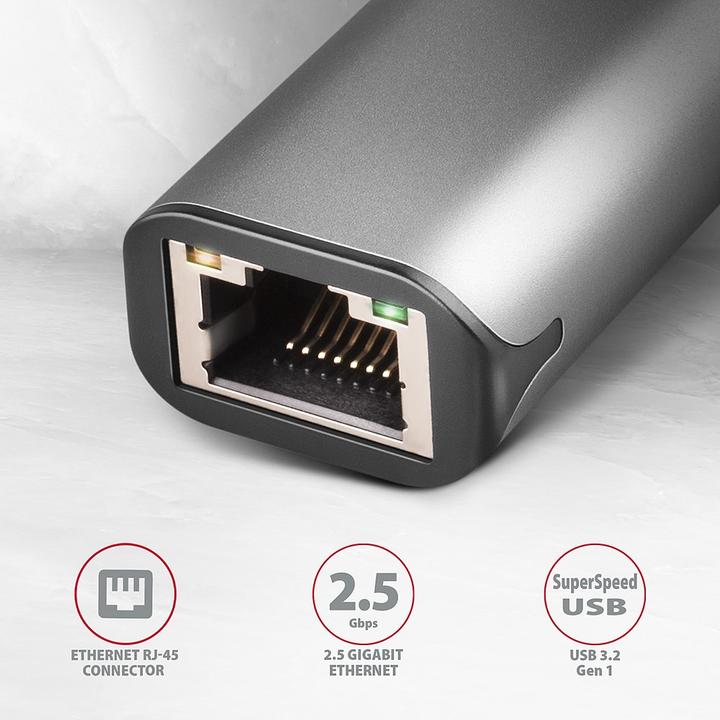 Actual product image Axagon ADE-25R network card Internal Ethernet (USB, RJ45 2.5 Gigabit Ethernet (1x))