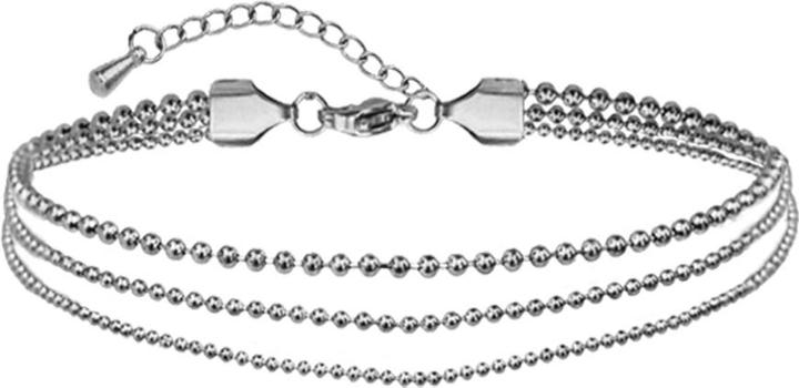 Immagine prodotto Star Piercing Fusskette silber drei unterschiedliche Kugelketten (senza ottone, Acciaio chirurgico 316L, 26 cm)