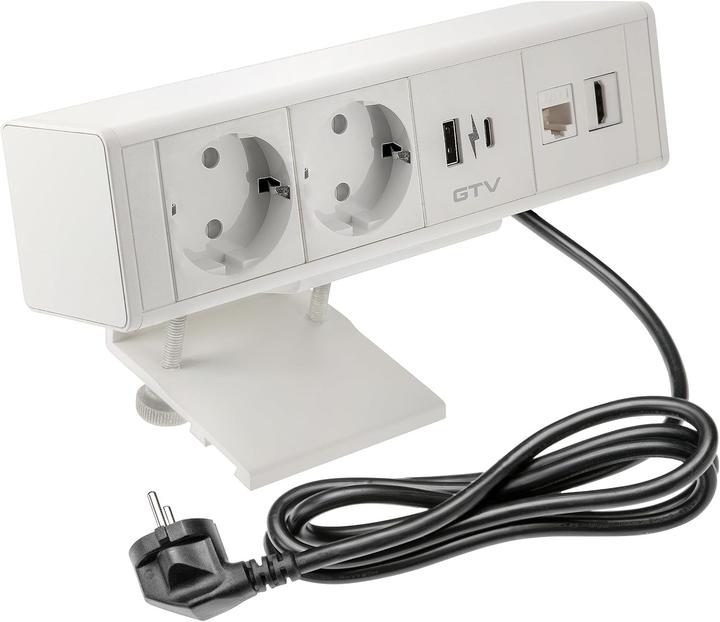 Image du produit GTV Prise multiple avec ports USB, HDMI et RJ45 pour bureau et intérieur (1.50 m)