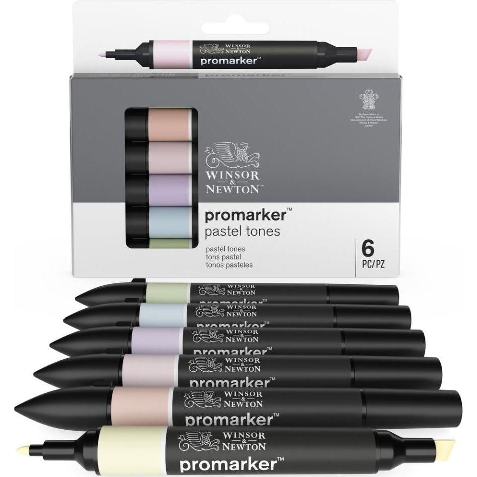 Winsor & Newton, Marker, 0290113 ProMarker, Professioneller Layoutmarker - 2 Spitzen, fein und breit für Zeic (Schwarz, ...