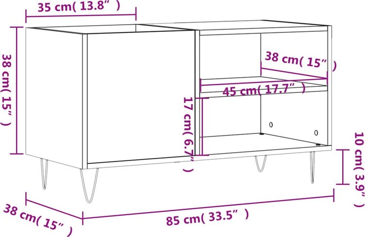 Produktbild VidaXL Plattenschrank Schwarz 85x38x48 cm Holzwerkstoff, Farbe