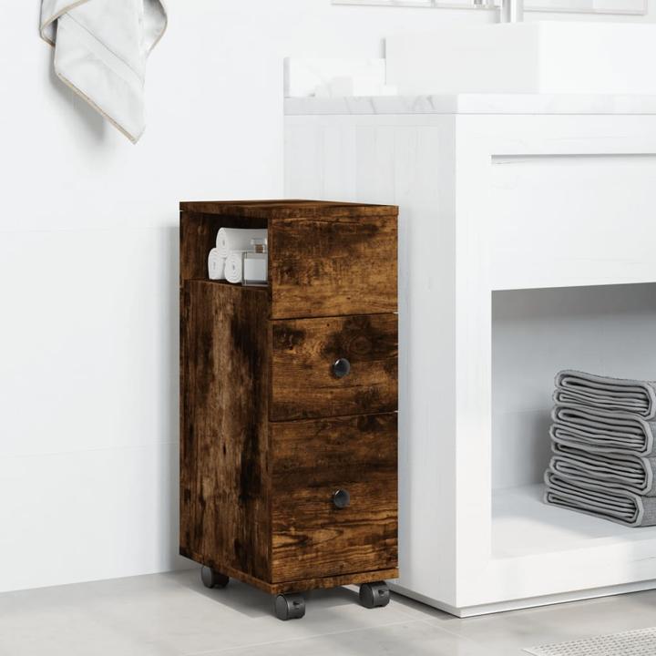 Actual product image vidaXL Narrow bathroom cabinet with castors