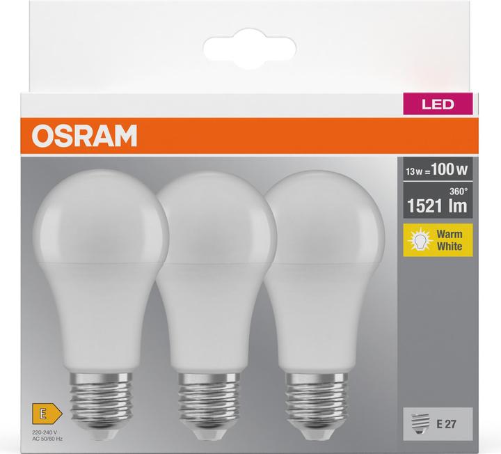 Image du produit Osram Led Base Classic A (E27, 14 W, 1521 lm, 3 x, F)