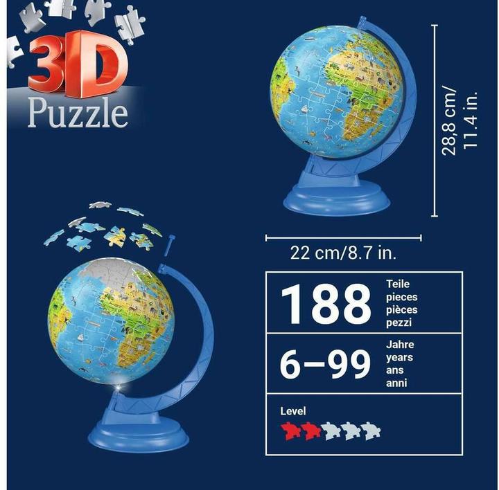 Image du produit Ravensburger Globe pour enfants avec lumière (180 pièces)