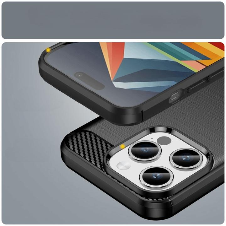 Produktbild Cover-Discount iPhone 15 Pro Max - Metall Carbon Look Hülle schwarz (Apple iPhone 15 Pro Max)