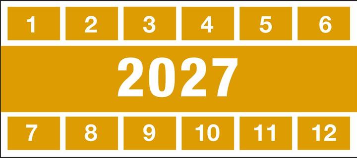 Produktbild Brady DATE INSPECTION LABELS 27 57x25 B-500, Prüfplakette 2027, gelb, rechteckig 57 x 25 mm (225 E