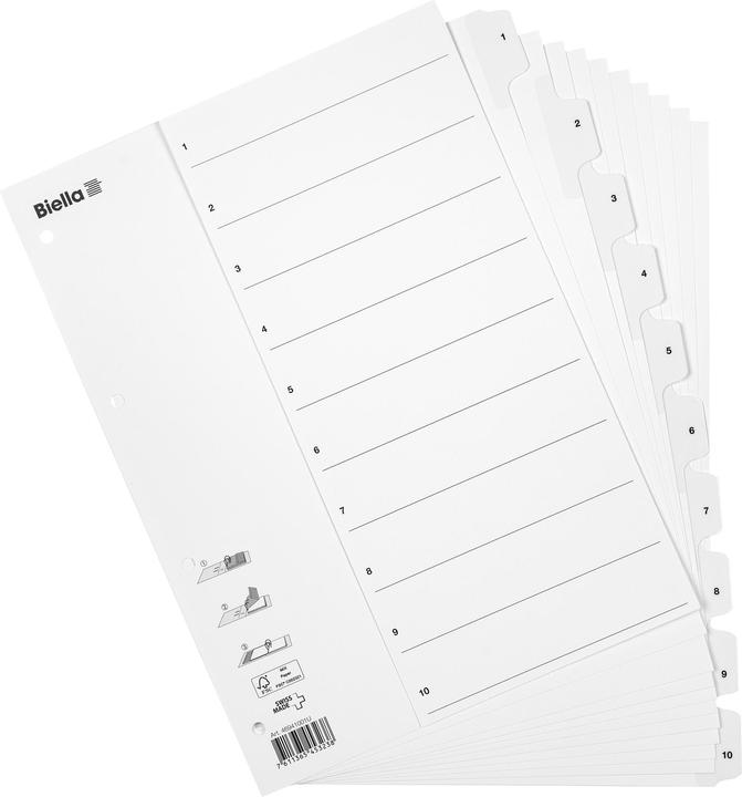 Image du produit Biella Registre Carton A4 1-10, 4 trous