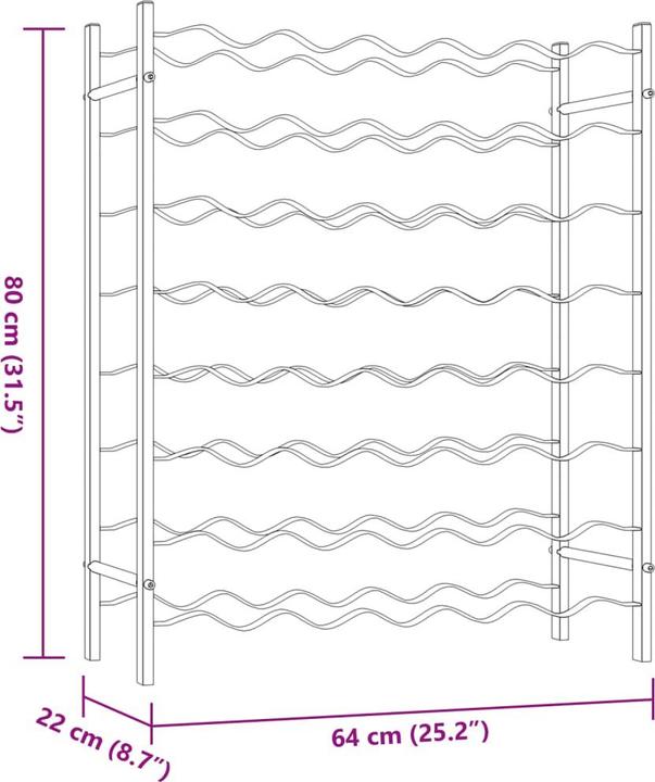 Actual product image vidaXL Weinregal (64 x 22 x 157 cm, 96 bottles)