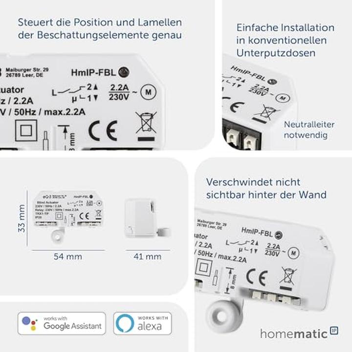 Actual product image Homematic IP Blind actuator - flush-mounted (Shutter actuator)