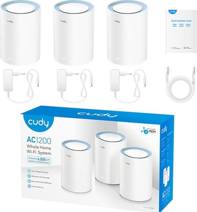 Produktbild Cudy M1200 3-PACK mesh wi-fi system Dual-band ( / ) Wi-Fi 5 (802.11ac) White 1 Internal