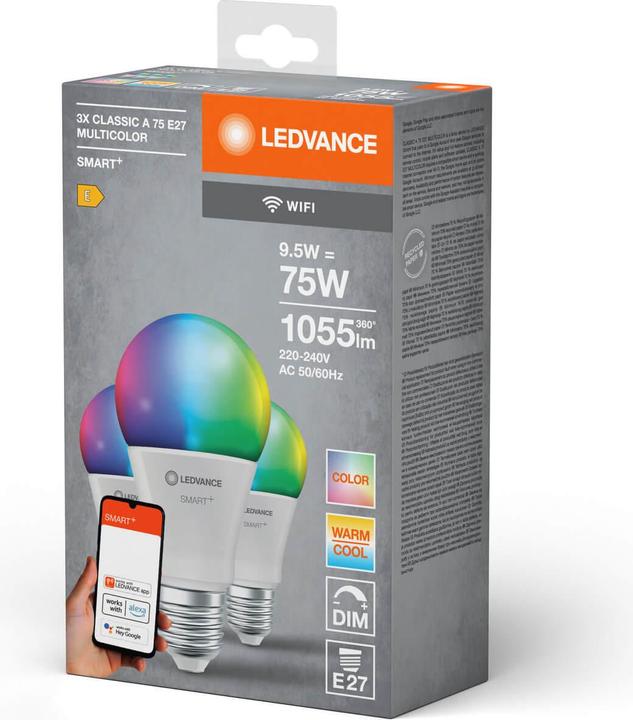 Actual product image Ledvance Smart+ Wifi Classic (E27, 1055 lm, 3 x)