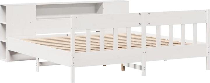 Produktbild vidaXL Massivholzbett Holzbett Bett mit Regal ohne Matratze Weiss 180x200cm (180 x 200 cm)
