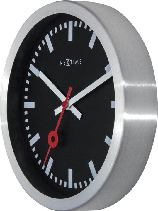 Produktbild Nextime 3998STZW - Wand-/Tischuhr "Station Stripe", Aluminium, Schwarz, Ø 19 cm (19 cm)
