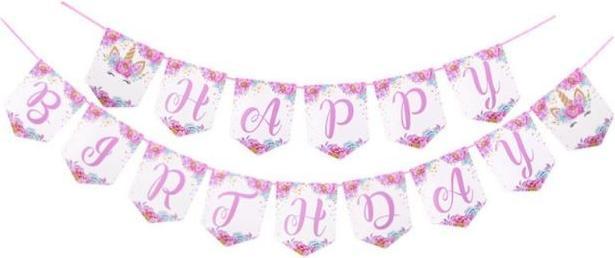 Actual product image MU Style Unicorn birthday garland "Happy Birthday"
