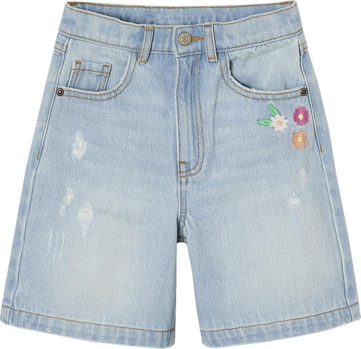 Produktbild Vertbaudet Mädchen Jeans-Shorts mit gestickten Blumen (110)