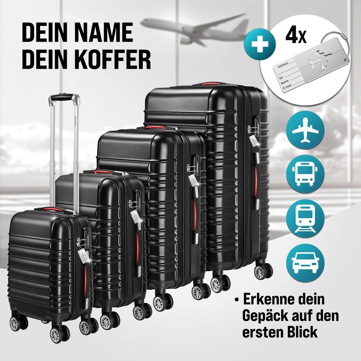 Produktbild Monzana Hartschalenkoffer mit Zubehör 4er Set (M (50 - 90l))