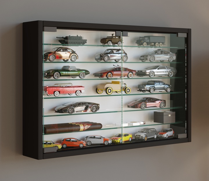 Productafbeelding VCM Houten Glazen Hangende Vitrine Wandvitrine Verzamelaar's Deco Vitrine Mandosa XL (60 x 10 x 40 cm)