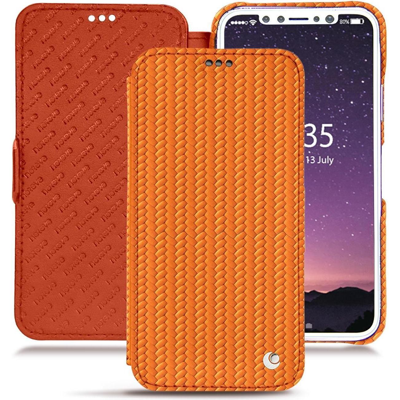 Thumbnail - Noreve Lederschutzhülle horizontal (Apple iPhone XS), Smartphone Hülle, Orange