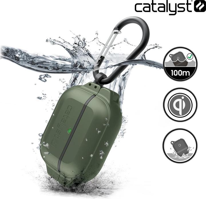 Actual product image Catalyst Total Protection Airpods Pro Waterproof IP68 Cover - Khaki Green (Headphone sleeve)