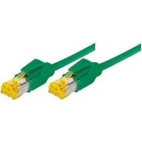 Tecline Patchkabel S/FTP, PiMF, Cat 6a, grün, 0,5 m Für 10 Gigabit/s, halogenfrei, mit Draka-Kabel und Hiros (S/FTP, CAT...