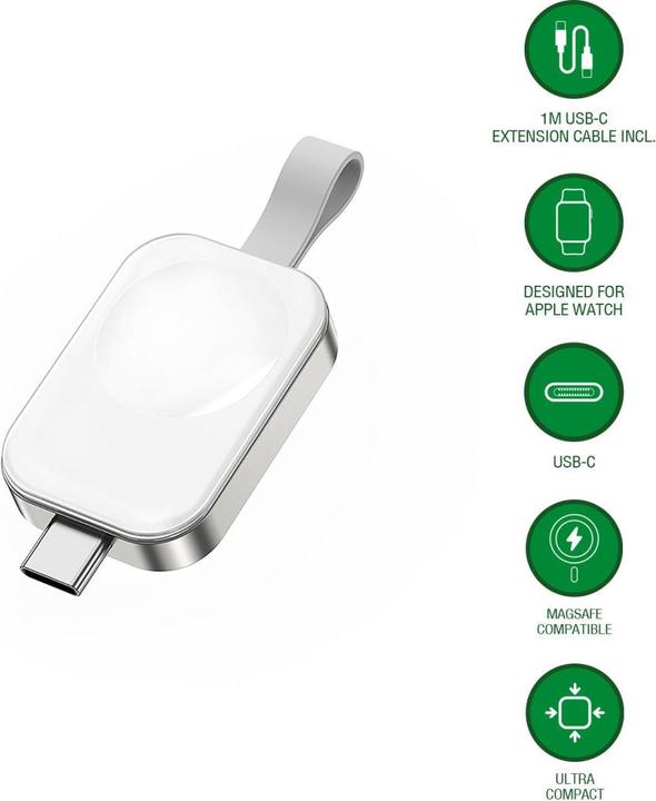 Actual product image 3MK Bezprzewodowa ładowarka do Apple Watch z wejśćiem USB-C white/biała 541225 (1 m, USB 3.2 Gen 1, 2.50 W)