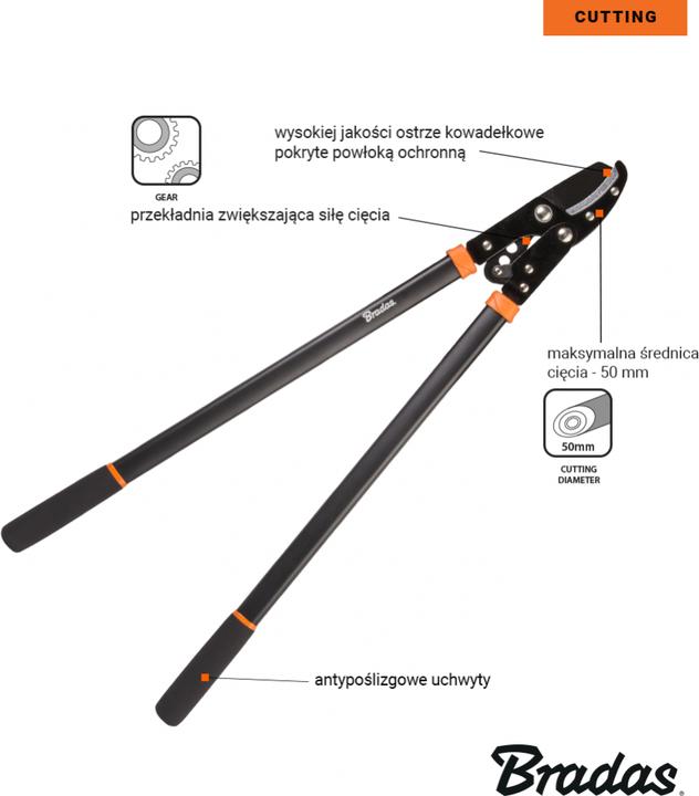 Actual product image Bradas Pruning shears for branches with V-SERIES gear anvil blade