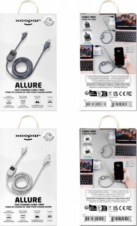 Image du produit Xoopar USB A+C / USB C+Lightning (1 m, USB 3.0, 100 W)