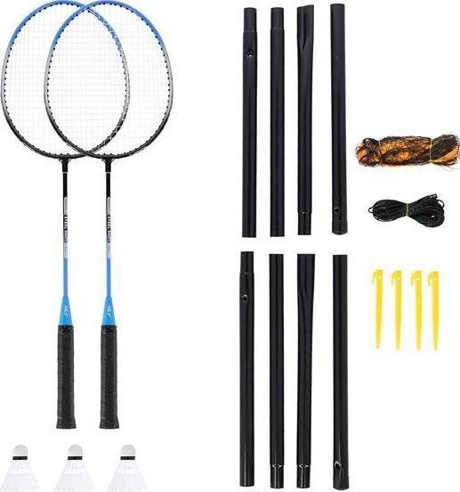 Nils NRZ012 STEEL badmintonset 2 rackets + 3 shuttlecocks + 195x22cm net + koffer