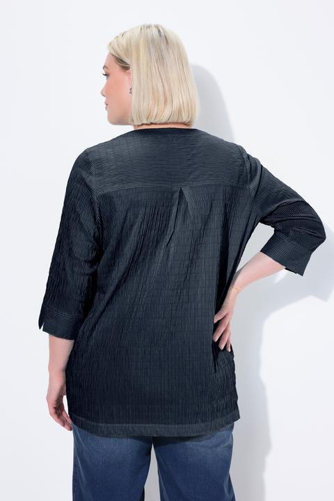 Actual product image Ulla Popken Textured Stripe Pintuck Blouse (68)