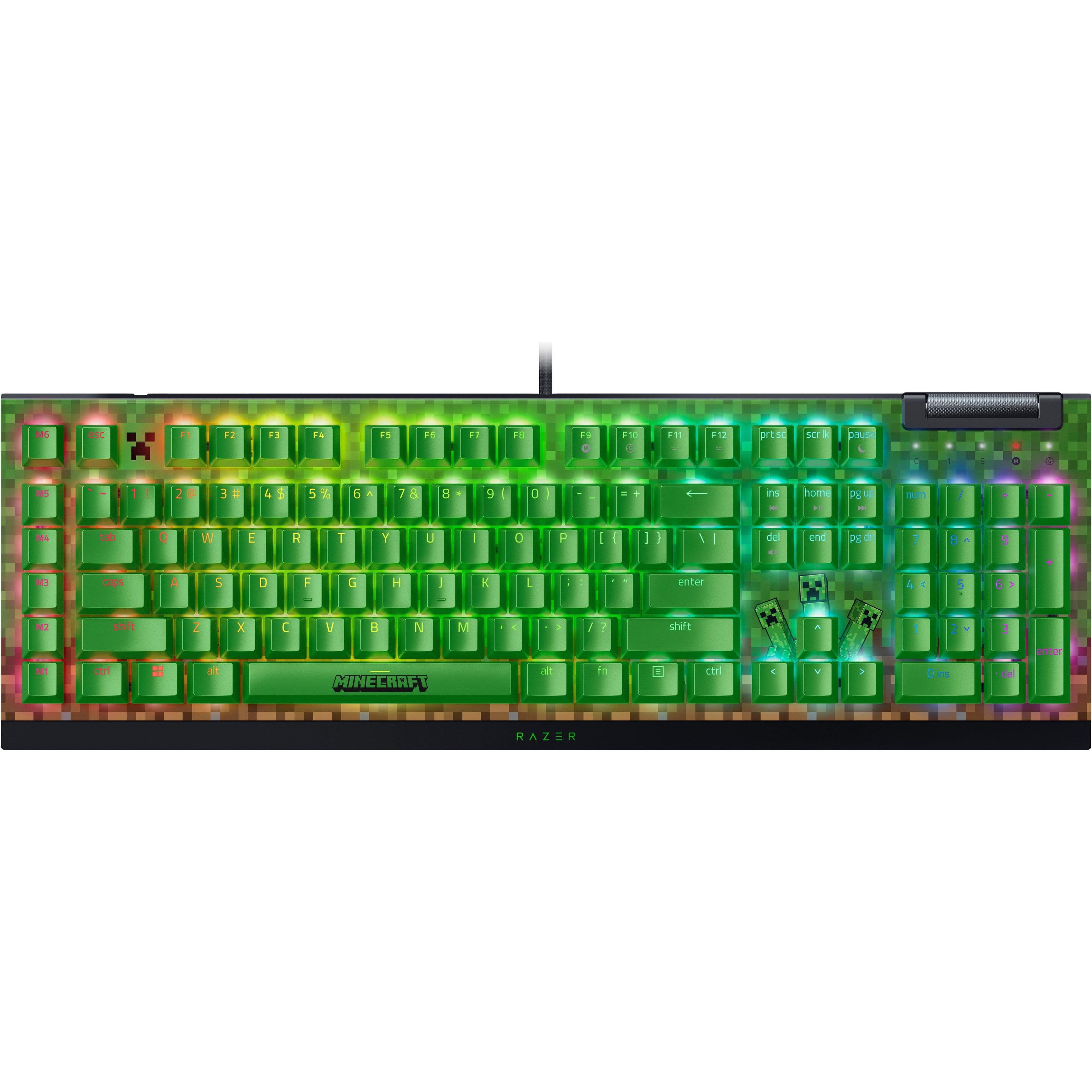 Razer Blackwidow V4 X Minecraft Edition (US, Kabelgebunden), Tastatur, Grün