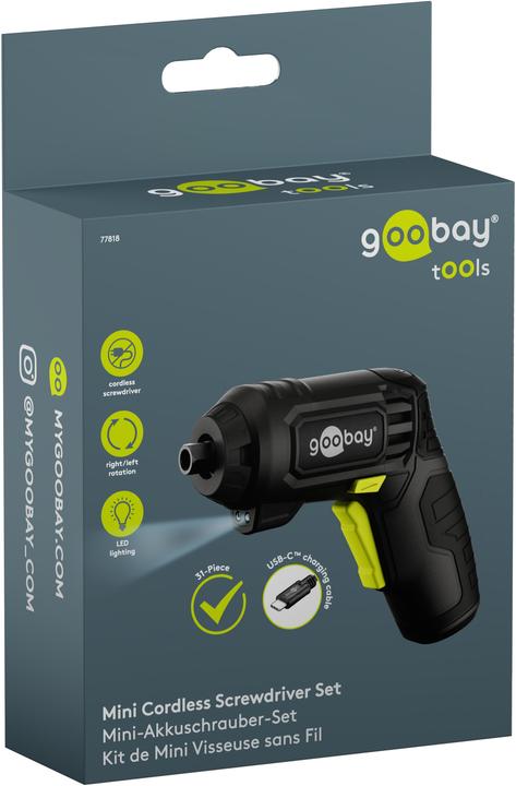 Produktbild Goobay Mini-Akkuschrauber-Set 31-tlg.