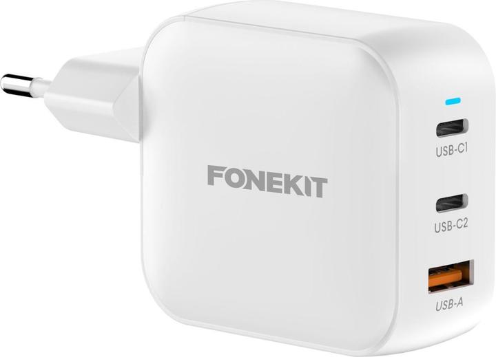 Produktbild FoneKit GaN PD 100W Power Adapter, USB-C + USB-C + USB-A, white (100 W, 3 Ports)