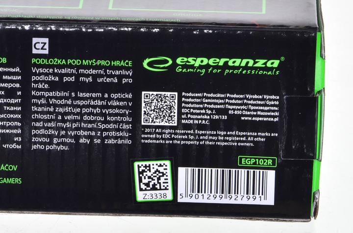 Produktbild Esperanza EGP101R Mauspad Gaming-Mauspad Schwarz (S)