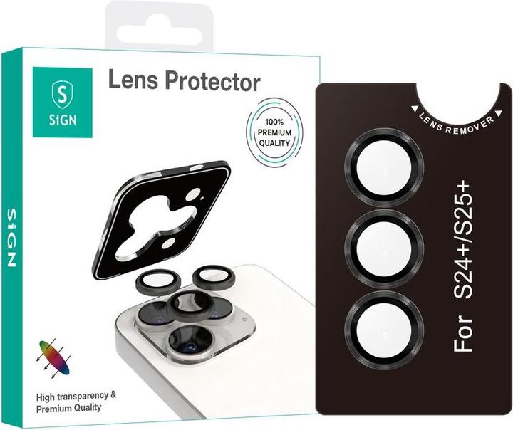 Produktbild SIGN Lens protector in tempered glass for Samsung Galaxy S24 Plus/25 Plus - Black/transparent (Samsung Galaxy S24+, Samsung Galaxy S25)