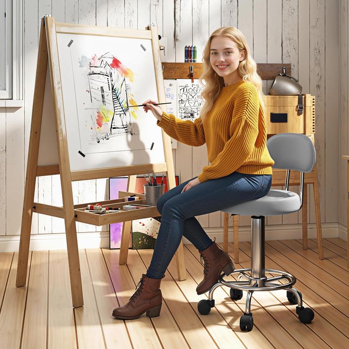 Image du produit Homcom Rollhocker Polyester, Stahl Grau